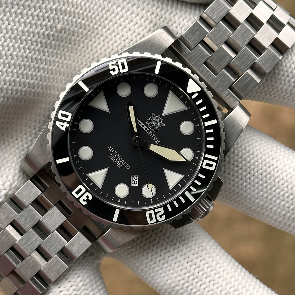 STEELDIVE OfficialSD1987 46.5MM Swiss BGW9 Blue Luminous Ceramic Bezel 2000M NH35 Dive Watch Men