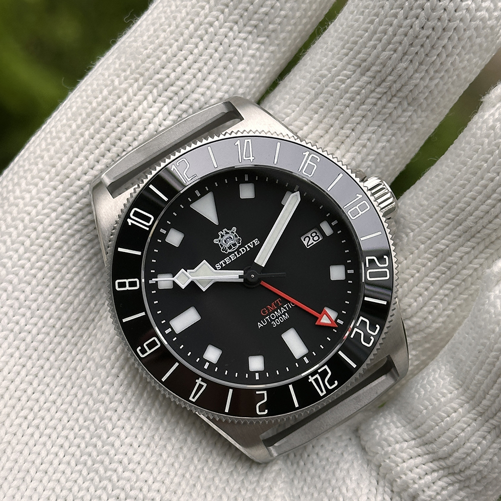 STEELDIVE Official SD1925GMT BGW9 Blue Luminous 300M Waterproof