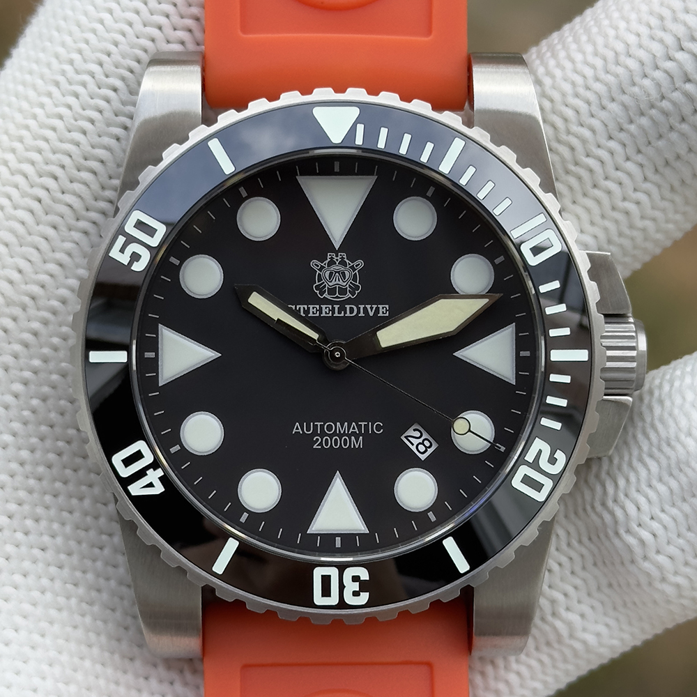 STEELDIVE OfficialSD1987 46.5MM Swiss BGW9 Blue Luminous Ceramic Bezel 2000M NH35 Dive Watch Men