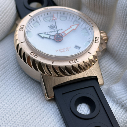 STEELDIVE Official SD1982S White Dial 56MM Solid Bronze Case NH35 Automatic Mens Sapphire Glass Dive Watch 