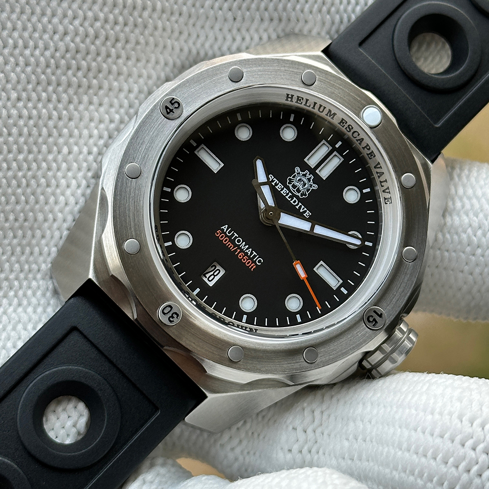 STEELDIVE Official SD1960 New Arrival 45MM Case 500M Waterproof Black Dial NH35 Automatic Mens Dive Watch Sapphire Glass