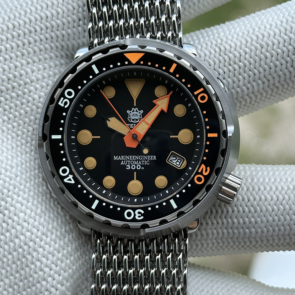 STEELDIVE Official SD1975V 47.5mm Case Mesh Band 300M Waterproof Japan Automatci Dive Watch Sapphire Glass