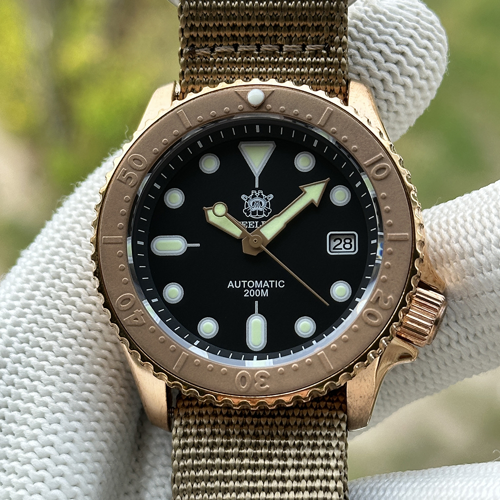 STEELDIVE Official SD1973S V2 41.2MM Solid Bronze Case 200M Waterproof NH35 Mens Dive Watch