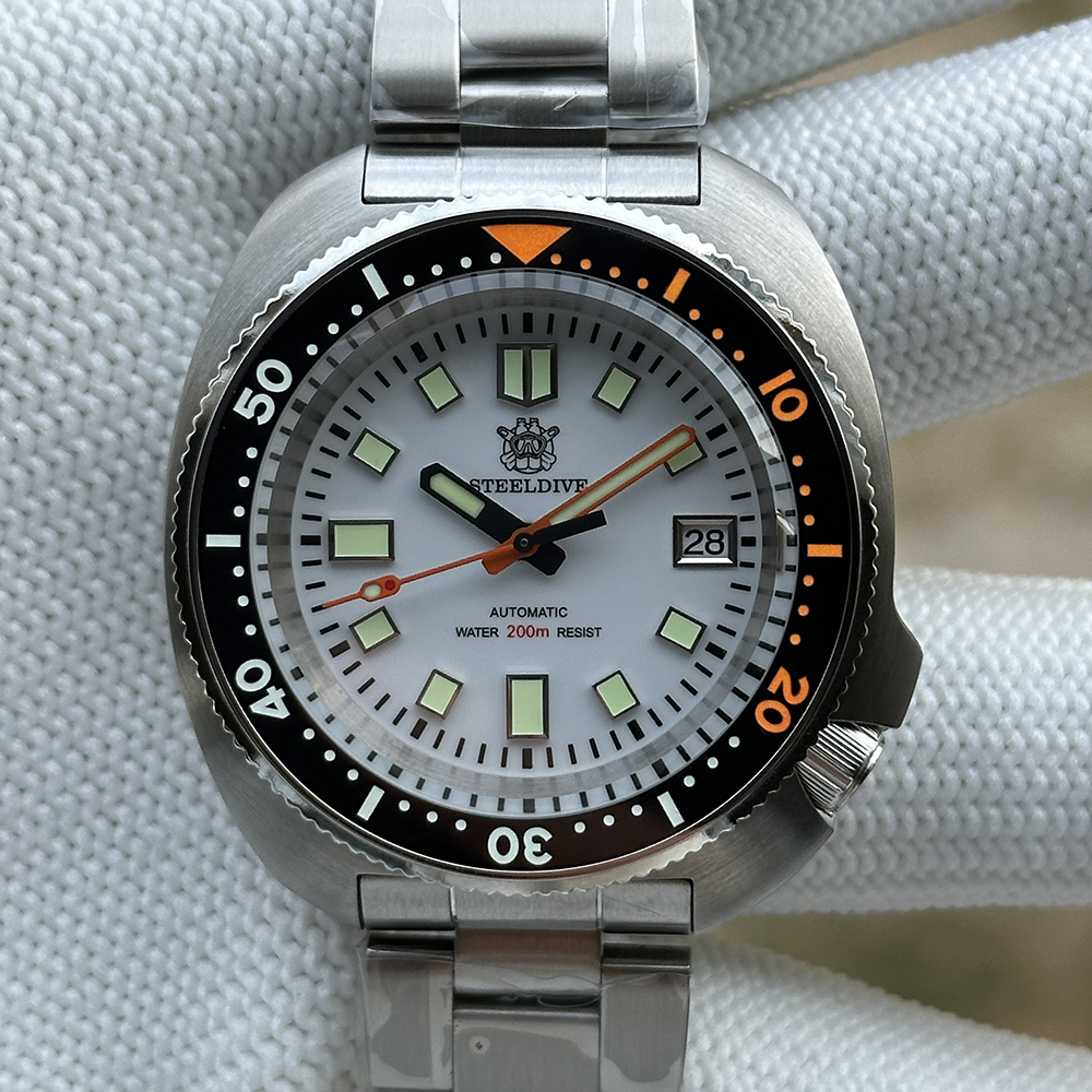 STEELDIVE Official SD1974C White Dial New Arrival NH35 Automatic 200m Dive Watch 