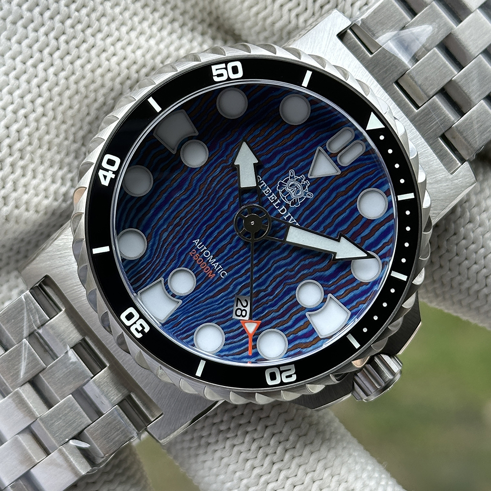 STEELDIVE Official SD1982T V2/ Titanium Damascus Dial Dive Watch