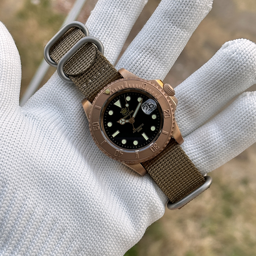 STEELDIVE Official SD1953S Solid Bronze 40.5MM Swiss Luminous 300M Waterproof NH35 Automatic Mens Dive Watch