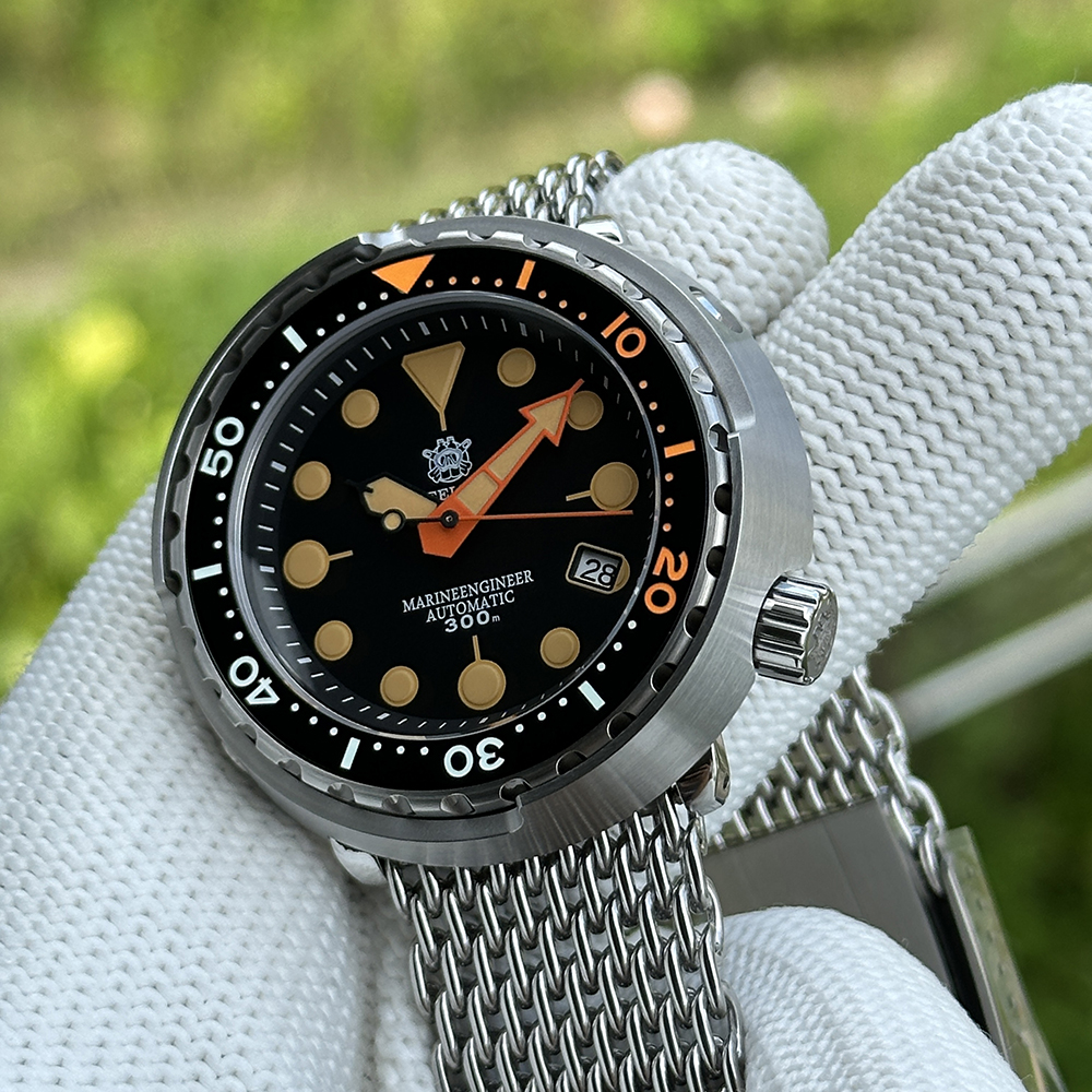 STEELDIVE Official SD1975V 47.5mm Case Mesh Band 300M Waterproof Japan Automatci Dive Watch Sapphire Glass