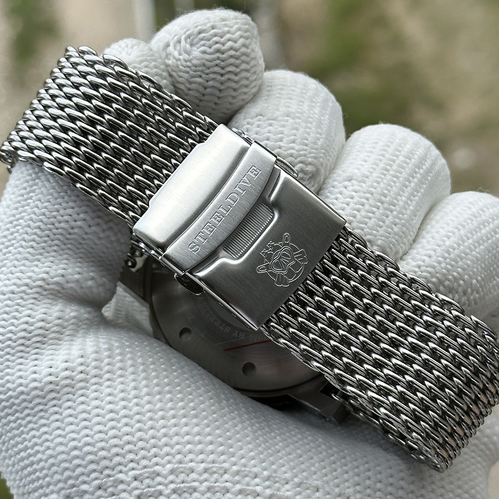 STEELDIVE Official SD1982T Titanium Damascus Dial Super Luminous 46.5MM Overs Size Thick Case NH35 Automatic Dive Watch For Men