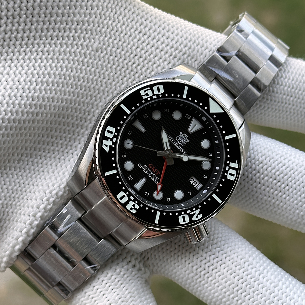 STEELDIVE Official SD1971GMT New Arrival 44.9MM Sapphire Glass Ceramic Bezel 200M Automatic Dive Watch