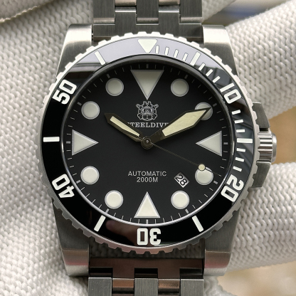 STEELDIVE OfficialSD1987 46.5MM Swiss BGW9 Blue Luminous Ceramic Bezel 2000M NH35 Dive Watch Men