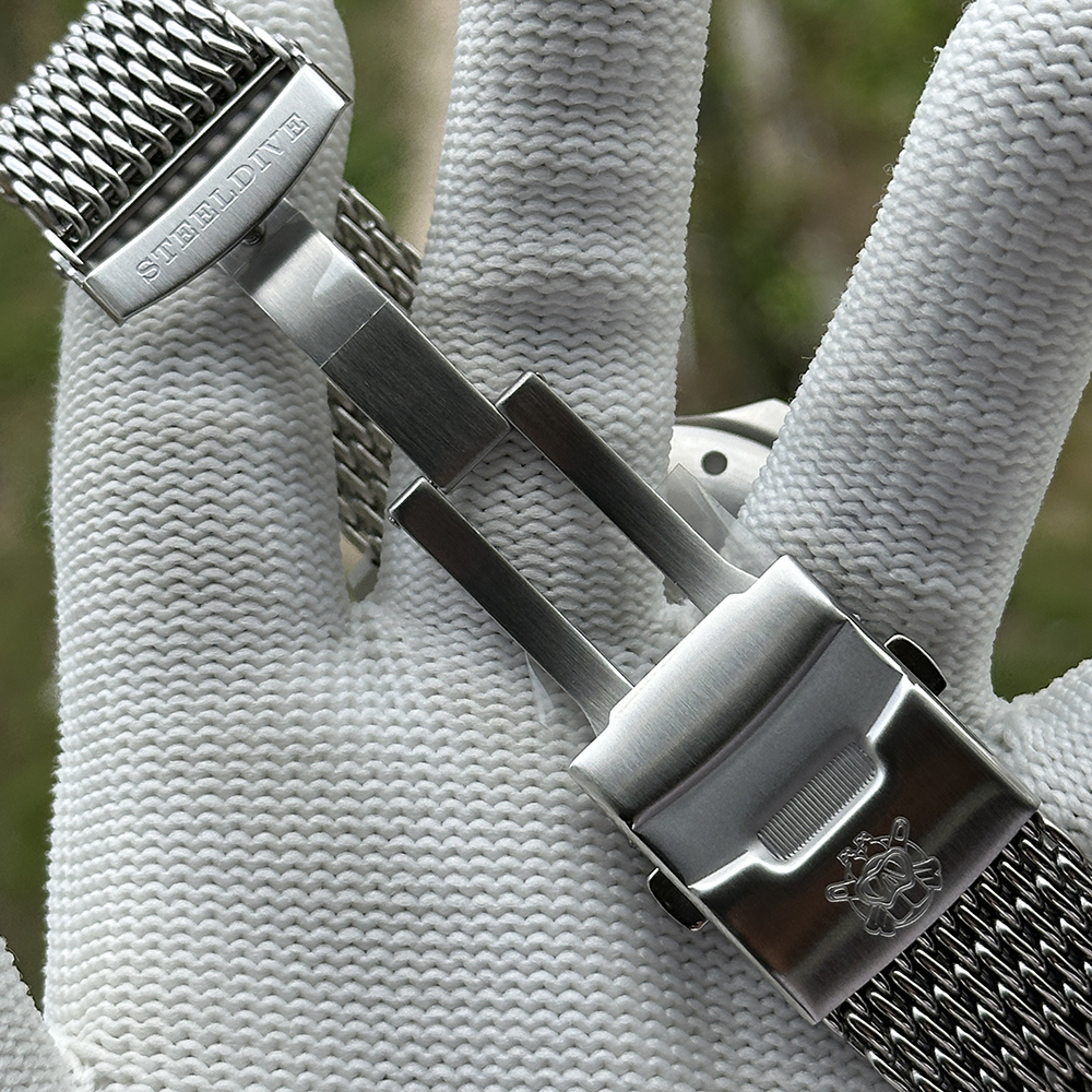 STEELDIVE Official SD1982T Titanium Damascus Dial Super Luminous 46.5MM Overs Size Thick Case NH35 Automatic Dive Watch For Men