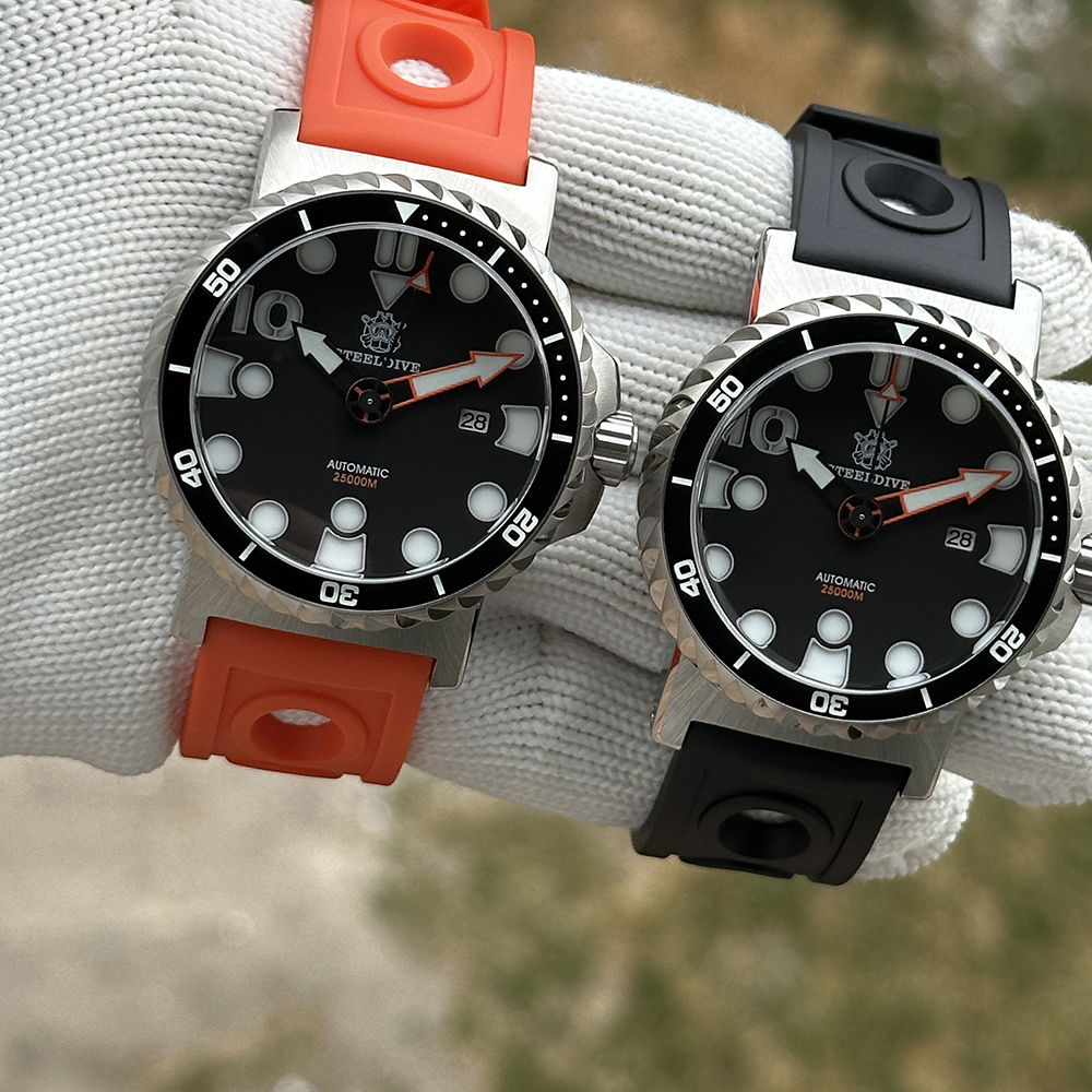 STEELDIVE Official SD1982H Date Function 46.5MM Sapphire Glass Ceramic Bezel NH35 Automatic Dive Watch