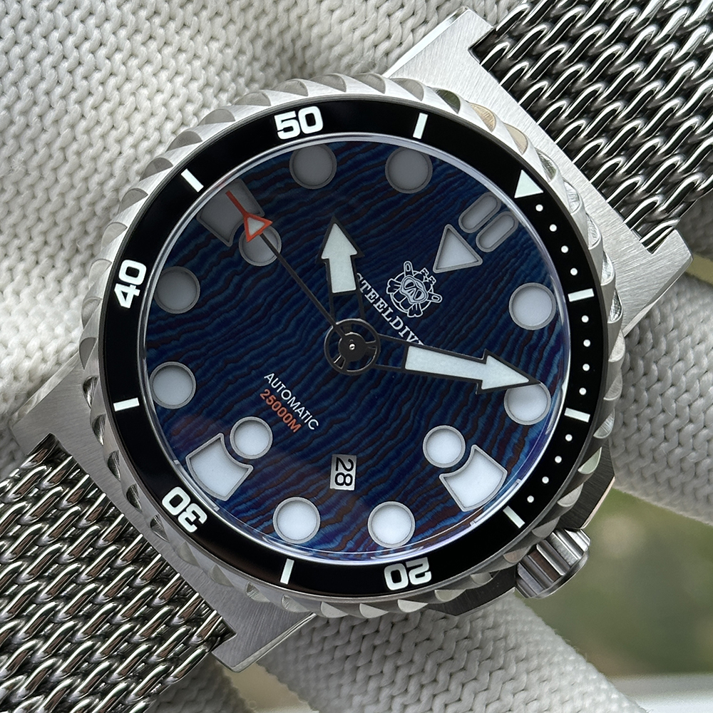 STEELDIVE Official SD1982T V2/ Titanium Damascus Dial Dive Watch