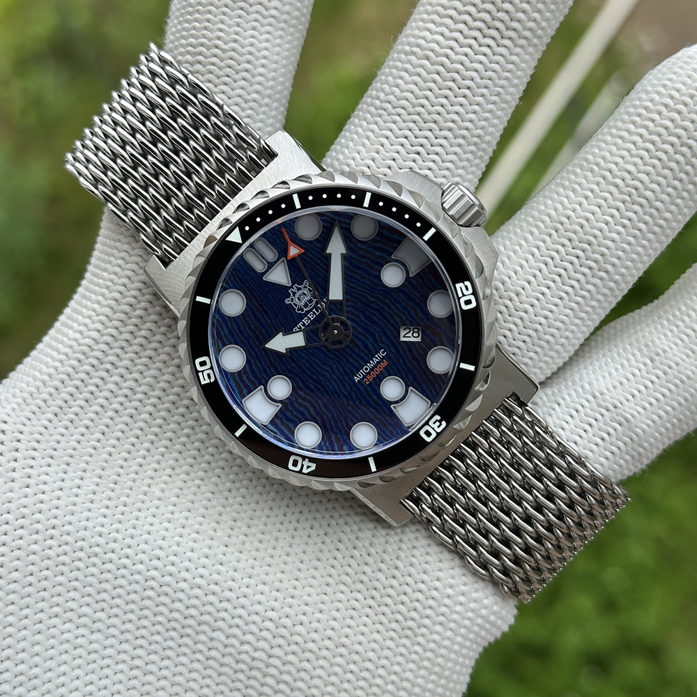 STEELDIVE Official SD1982T V2/ Titanium Damascus Dial Dive Watch