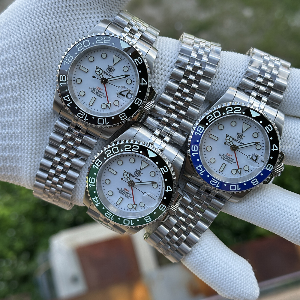 STEELDIVE Official SD1993 White Dial Sapphire Glass Japan NH34 GMT 300M Auatomtic Mens Dive Watch