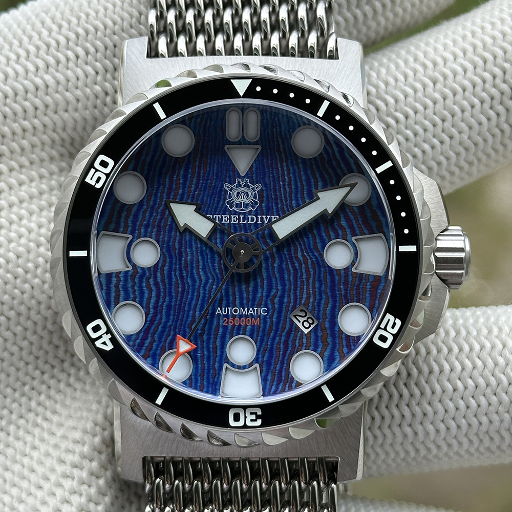 STEELDIVE Official SD1982T V2/ Titanium Damascus Dial Dive Watch