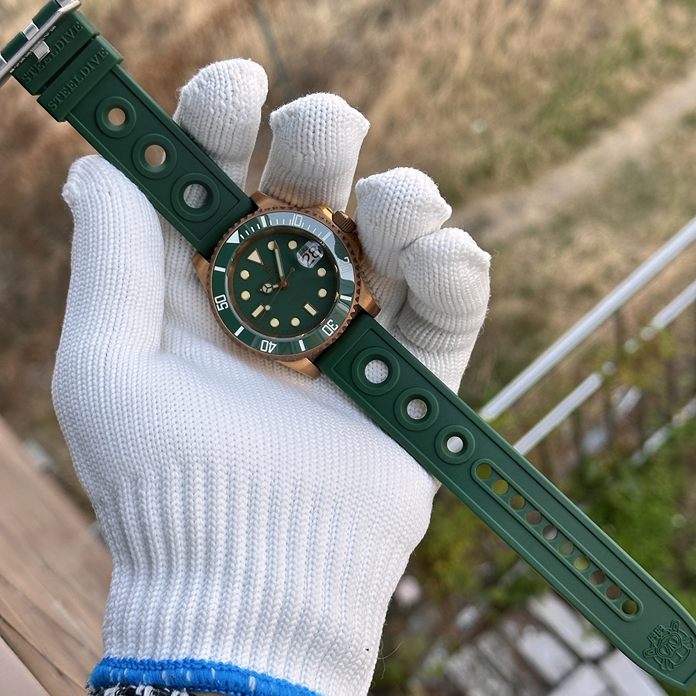 STEELDIVE Official SD1953S Green Dial Cermaic Bronze Bezel Swiss Luminous 300M Waterproof NH35 Mens Automatic Dive Watch