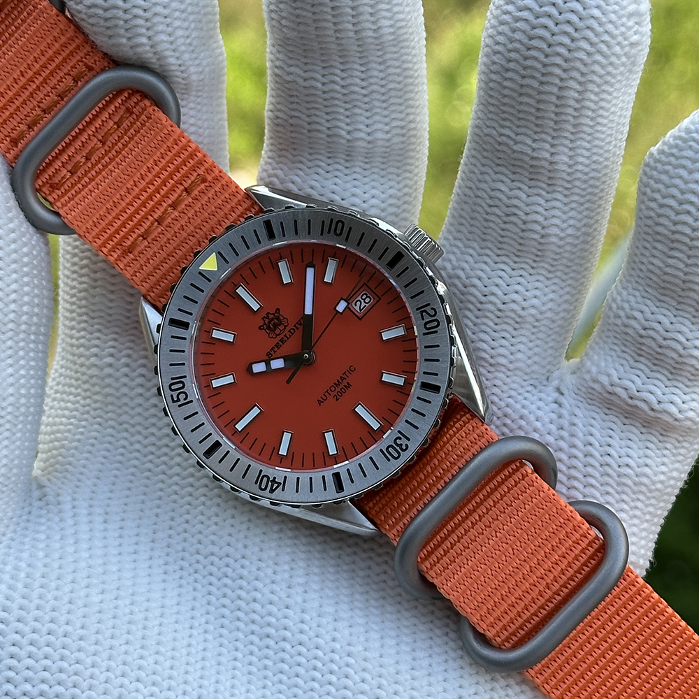 STEELDIVE Official SD1927 Orange Dial Steel Bezel Insert 42MM Case Japan NH35 Automatic Mens Dive Watch