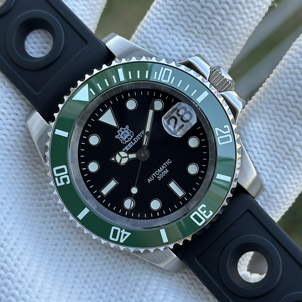 STEELDIVE Official SD1953 Black Dial Green Bezel 300M Water Ghost Dive Watch