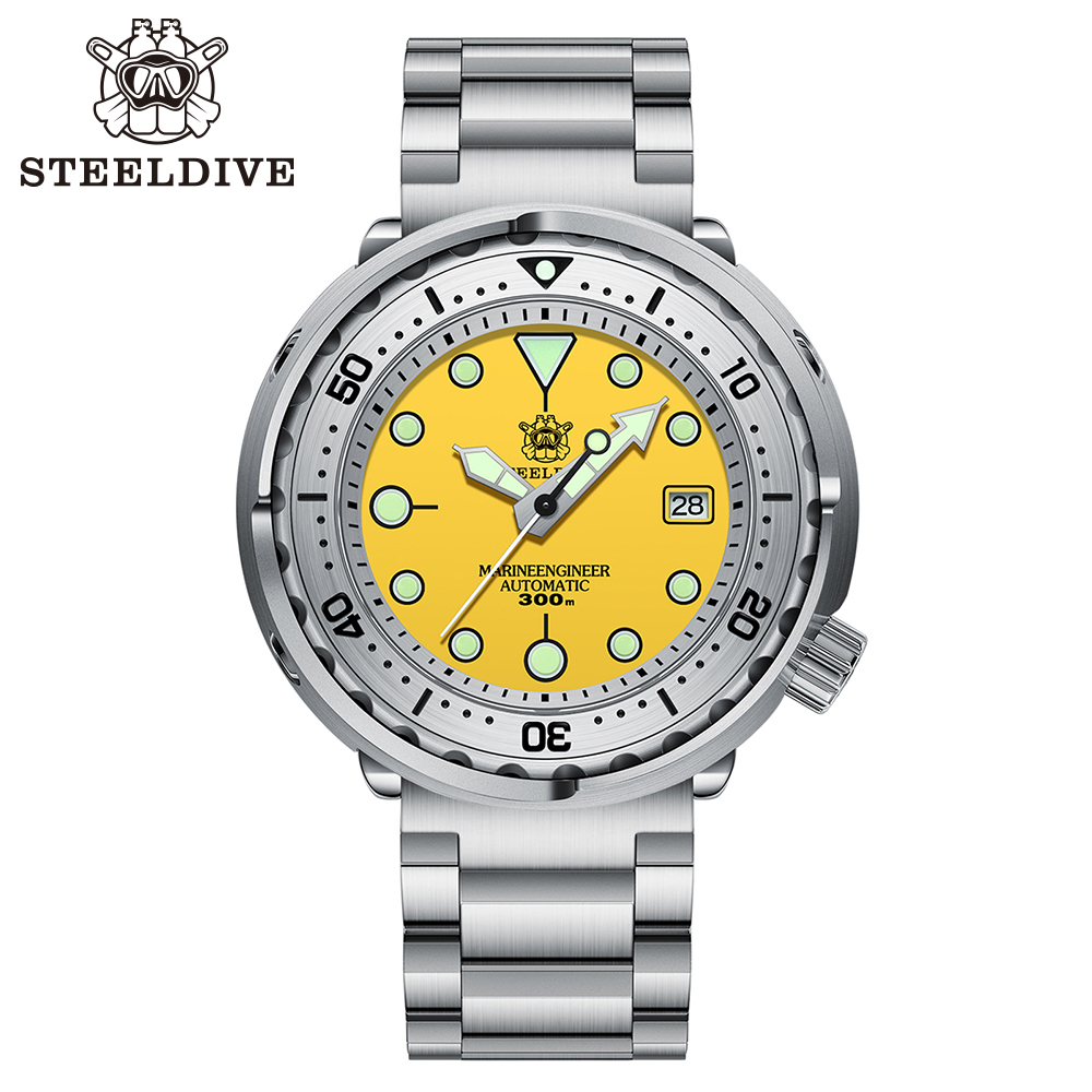 STEELDIVE Official SD1986 Steel Bezel 47.5MM Case Super Luminous Sapphire Glass 300M Waterproof NH35 Automatic Mens Dvie Watch