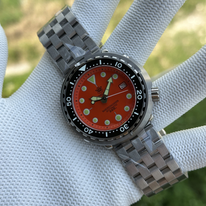 STEELDIVE Offcial SD1975 Matte Orange Dial 47.5MM Case Tuna Watch Sapphire Glass 300M Waterproof NH35 Automatic Mens Dive Watch