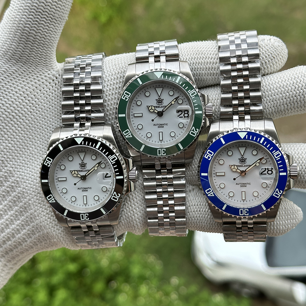 STEELDIVE Official SD1953 White Dial 40.5MM Case 300M Waterproof Japan NH35 Automatic Mens Dive Watch
