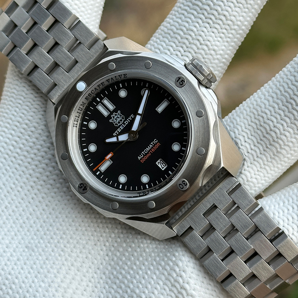 STEELDIVE Official SD1960 New Arrival 45MM Case 500M Waterproof Black Dial NH35 Automatic Mens Dive Watch Sapphire Glass