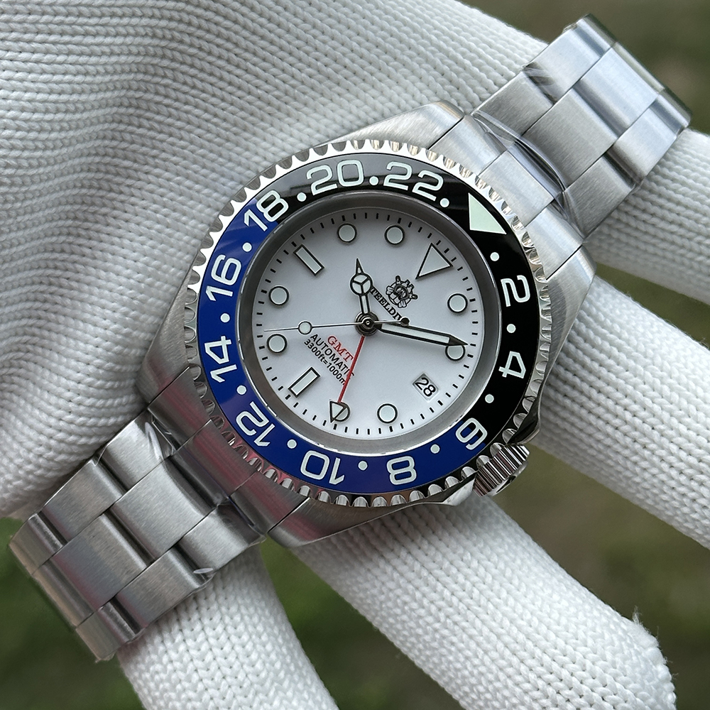 STEELDIVE Official SD1964GMT White Dial Ceramic Bezel Insert Sapphire Glass 1000M Waterproof NH34 Dive Watch