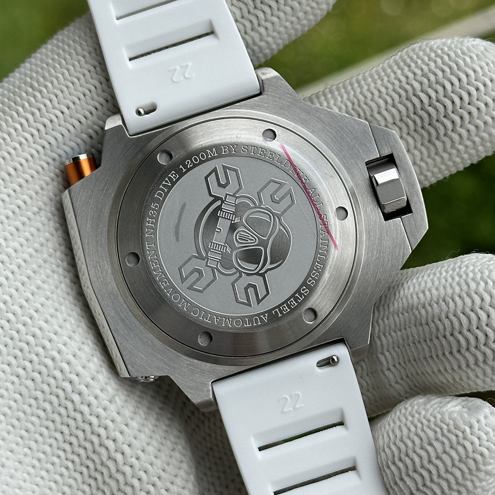 STEELDIVE Official SD1969 1200M Waterproof Japan NH35 Dive Watch on White Strap