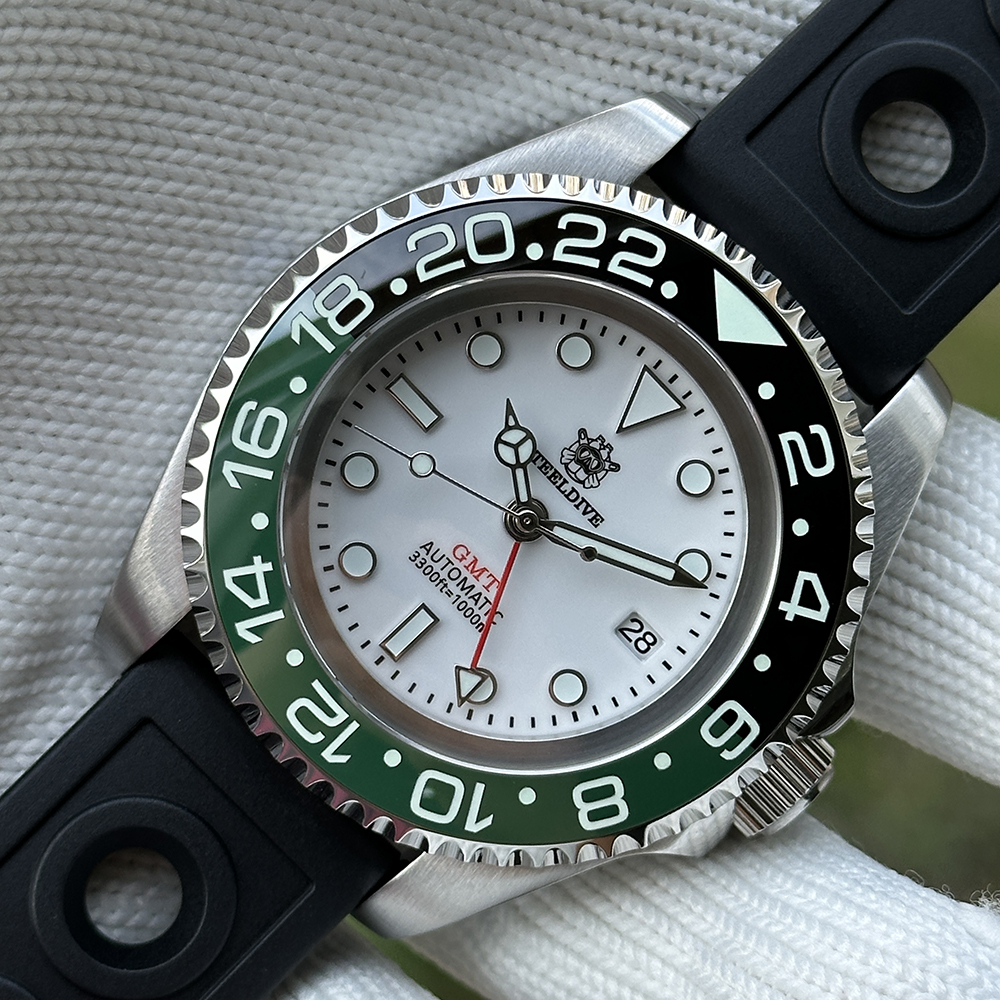 STEELDIVE Official SD1964GMT White Dial Ceramic Bezel Insert Sapphire Glass 1000M Waterproof NH34 Dive Watch