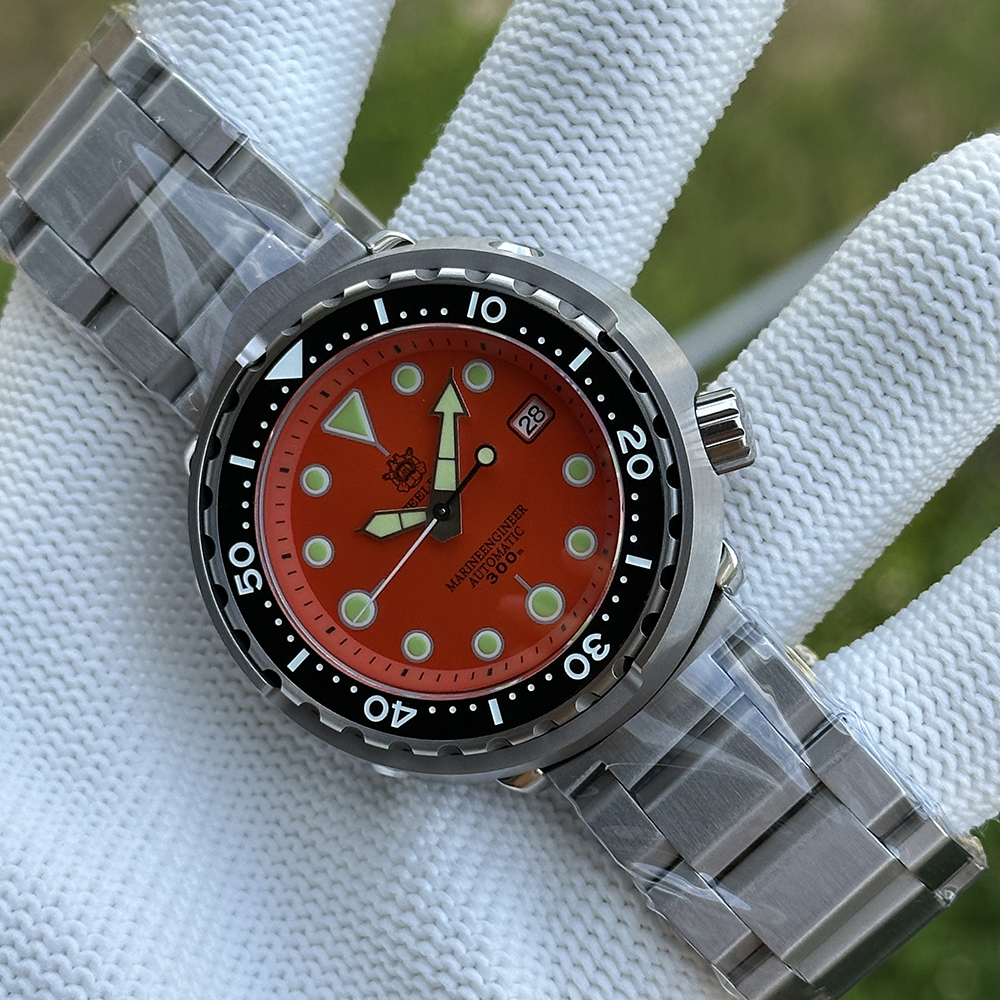 STEELDIVE Offcial SD1975 Matte Orange Dial 47.5MM Case Tuna Watch Sapphire Glass 300M Waterproof NH35 Automatic Mens Dive Watch