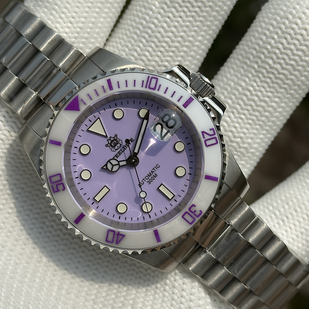STEELDIVE Official SD1953C Purple Dial Two-tone Ceramic Bezel Insert 300M Waterproof Japan NH35 Automatic Dive Watch