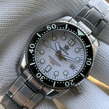 STEELDIVE Official SD1968 White Dial 44MM Ceramic Bezel 300M Waterproof NH35 Automatic Mens Dive Watch