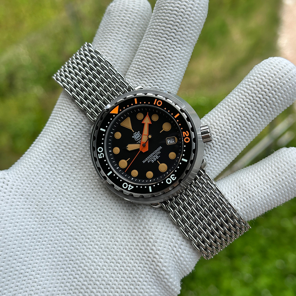 STEELDIVE Official SD1975V 47.5mm Case Mesh Band 300M Waterproof Japan Automatci Dive Watch Sapphire Glass