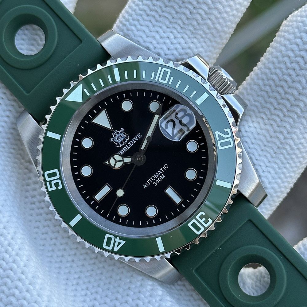 STEELDIVE Official SD1953 Black Dial Green Bezel 300M Water Ghost Dive Watch