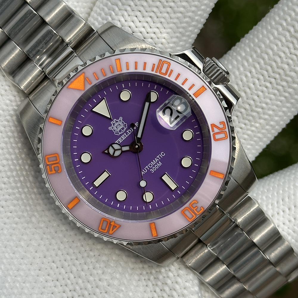 STEELDIVE Official SD1953C Dark Purple Dial 300M Waterprof Japan NH35 Automatic Mens Dive Watch