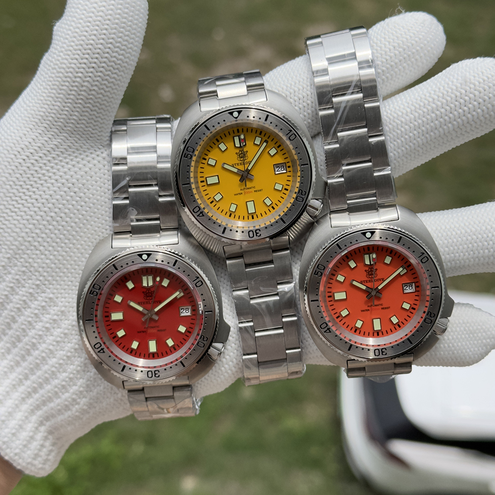 STEELDIVE Official SD1981 Stainless Steel Bezel 43.8MM Case 200M Waterproof Sapphire Glass NH35 Automatic Mens Dive Watches