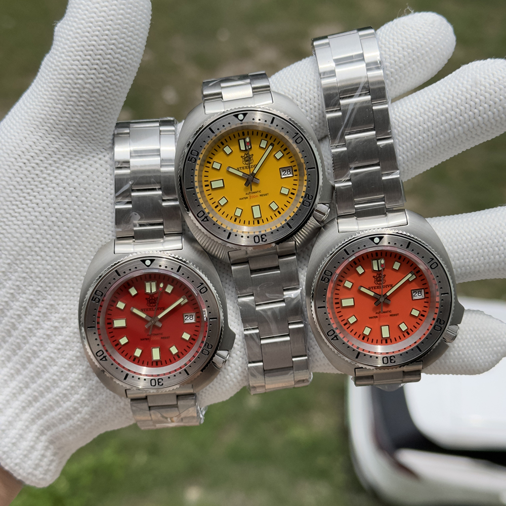 STEELDIVE Official SD1981 Stainless Steel Bezel 43.8MM Case 200M Waterproof Sapphire Glass NH35 Automatic Mens Dive Watches