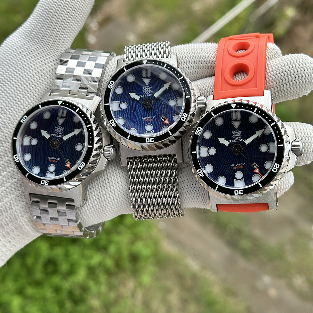 STEELDIVE Official SD1982T V2/ Titanium Damascus Dial Dive Watch