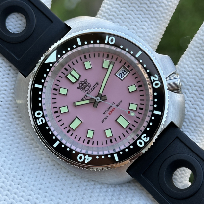 STEELDIVE Official SD1974 Pink Dial 43.8mm Luminous Ceramic Bezel Insert 200M Sapphire Glass NH35 Automatic Mens Dive Watch