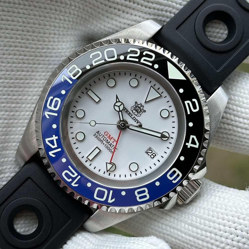 STEELDIVE Official SD1964GMT White Dial Ceramic Bezel Insert Sapphire Glass 1000M Waterproof NH34 Dive Watch