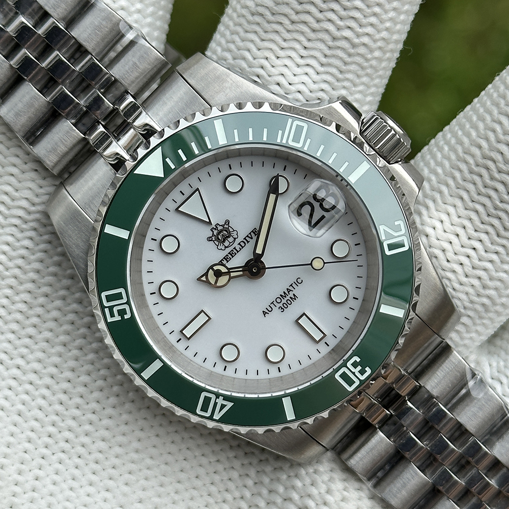 STEELDIVE Official SD1953 White Dial Swiss Luminous 40.5mm Case Japan NH35 Automatic Mens Dive Watch