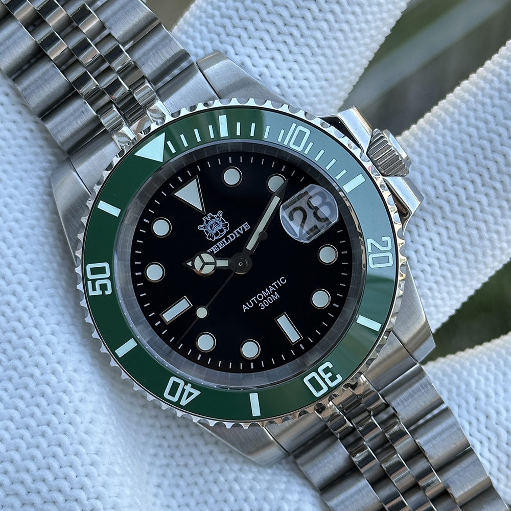 STEELDIVE Official SD1953 Black Dial Green Bezel 300M Water Ghost Dive Watch
