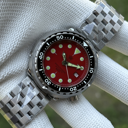 STEELDIVE Official SD1975 Red Sunray Dial 47.5mm Case 300M Waterproof Ceramic Bezel NH35 Automatic Mens Dive Watch
