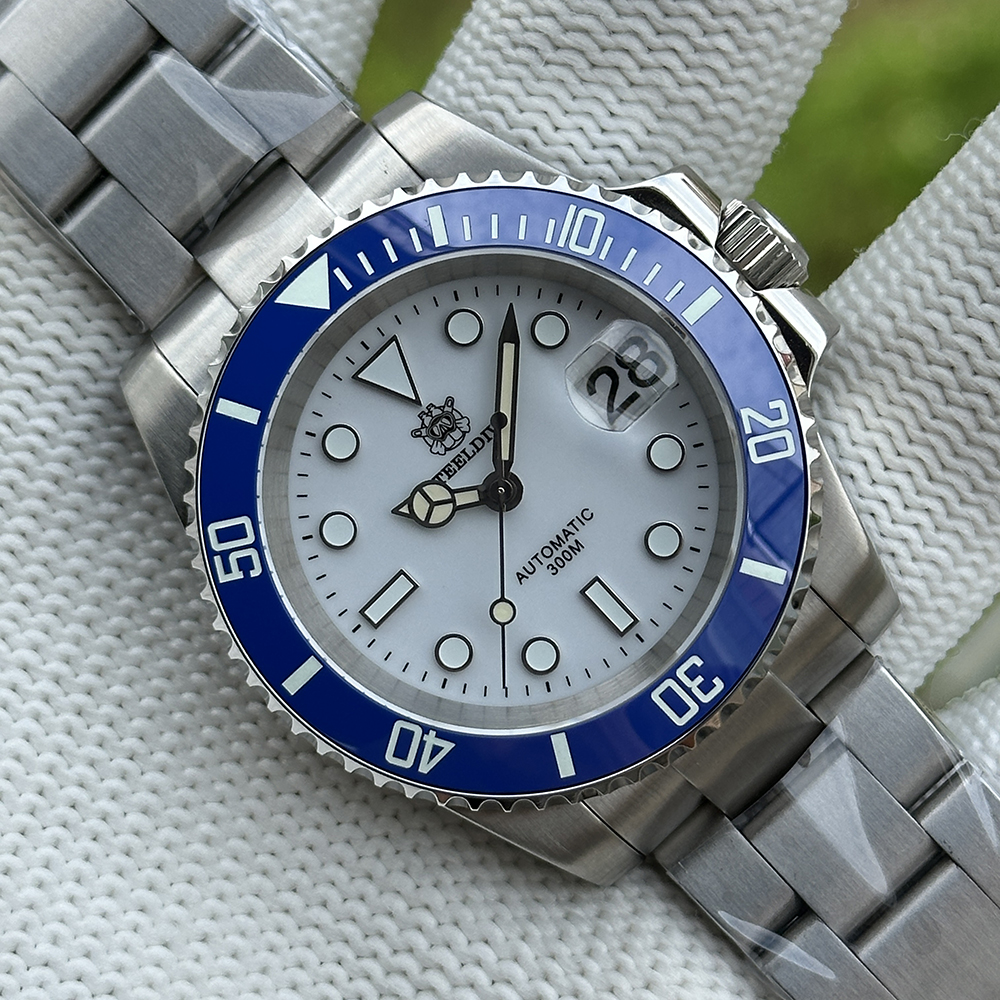 STEELDIVE Official SD1953 White Dial 40.5MM Case 300M Waterproof Japan NH35 Automatic Mens Dive Watch
