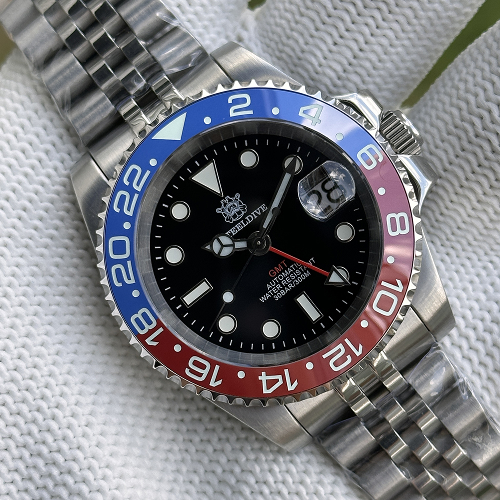 STEELDIVE Official SD1993 Popular Black Dial Bi-direction Ceramic Bezel NH34 GMT Dive Watch 300M