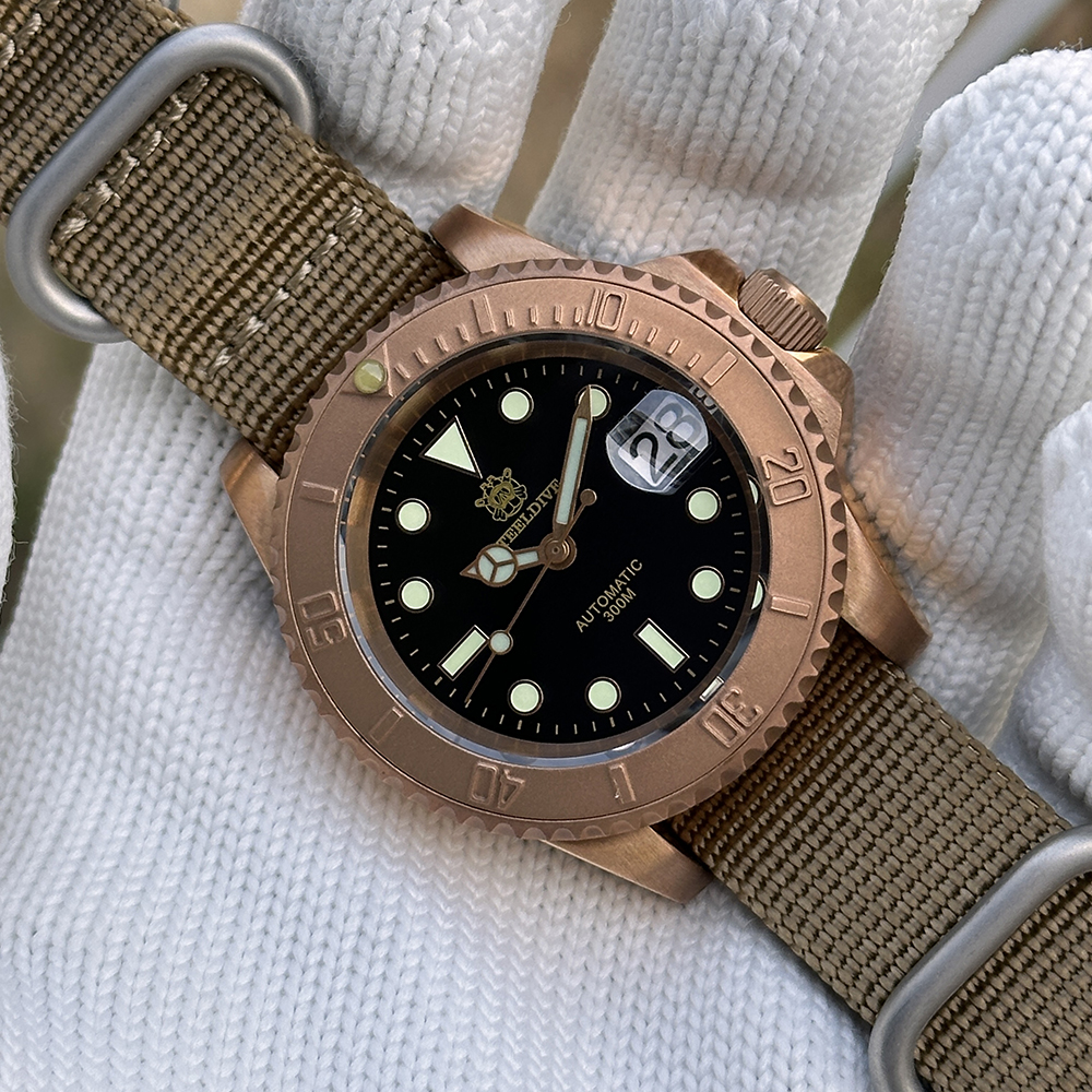STEELDIVE Official SD1953S Solid Bronze 40.5MM Swiss Luminous 300M Waterproof NH35 Automatic Mens Dive Watch