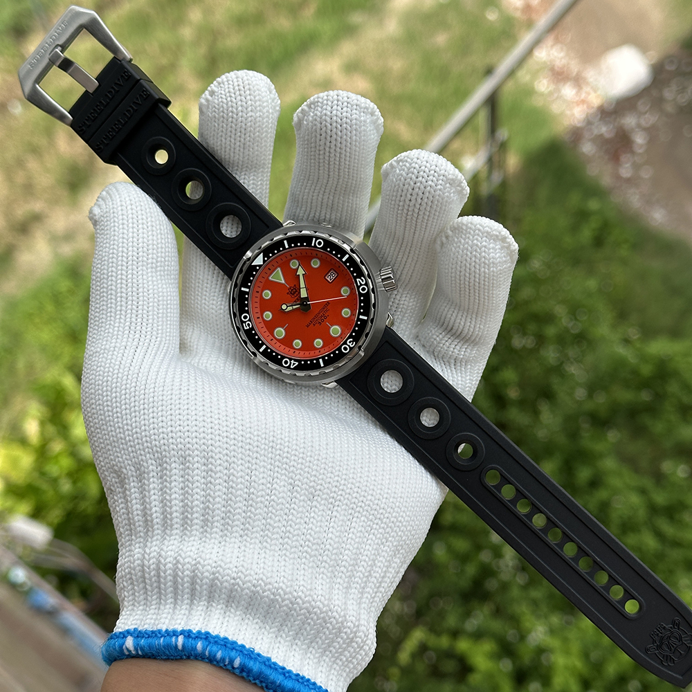 STEELDIVE Offcial SD1975 Matte Orange Dial 47.5MM Case Tuna Watch Sapphire Glass 300M Waterproof NH35 Automatic Mens Dive Watch