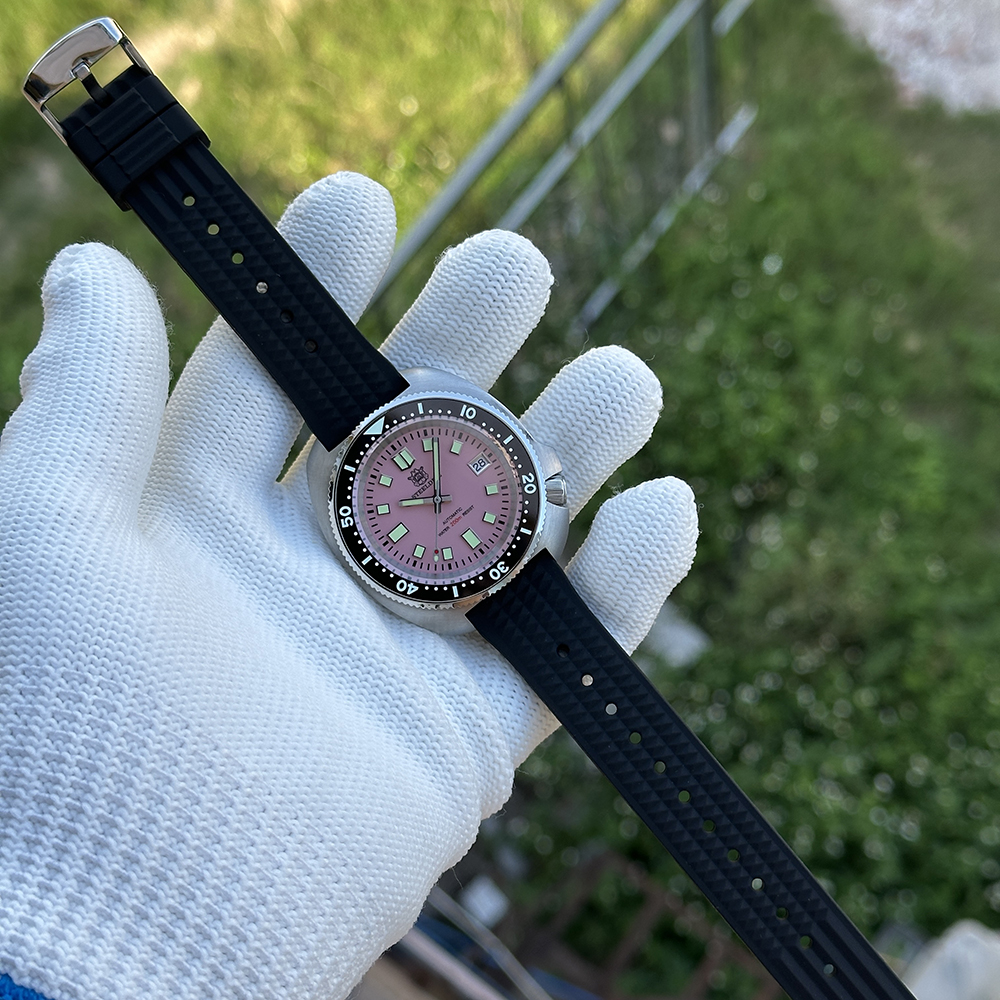 STEELDIVE Official SD1974 Pink Dial 43.8mm Luminous Ceramic Bezel Insert 200M Sapphire Glass NH35 Automatic Mens Dive Watch