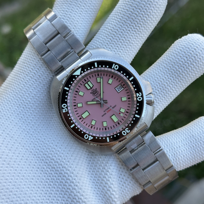 STEELDIVE Official SD1974 Pink Dial 43.8mm Luminous Ceramic Bezel Insert 200M Sapphire Glass NH35 Automatic Mens Dive Watch